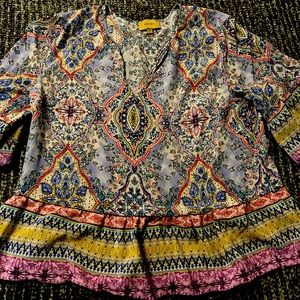 Kachel silky shirt, size 10, flowy sleeves